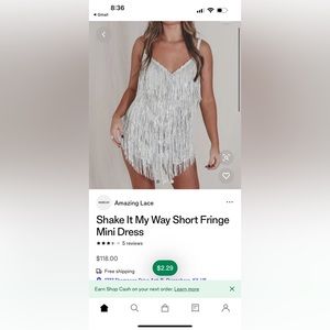 NWOT Amazing Lace Shake it My Way Short Fringe Mini Dress - Silver Multi